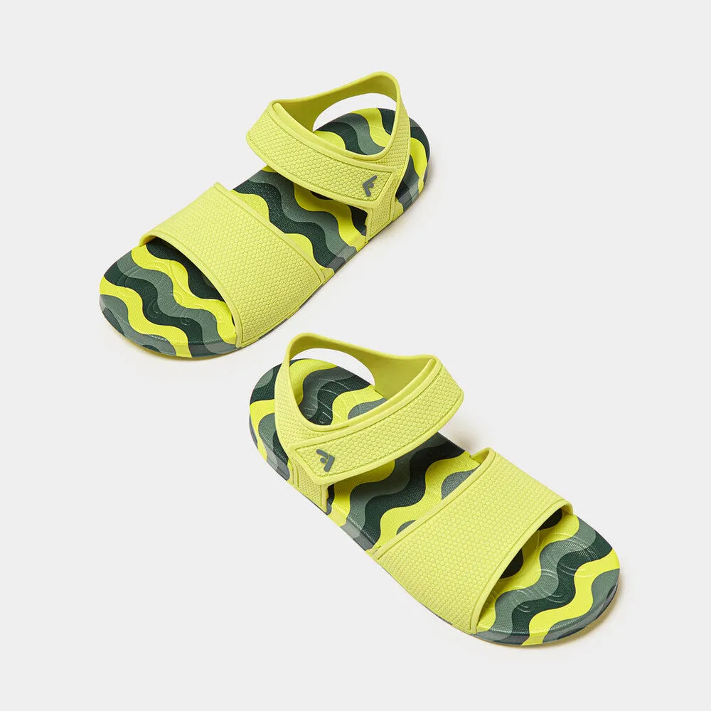 รองเท้าแตะแบบรัดส้น เด็ก รุ่น iQUSHION KIDS JUNIOR WAVE-PRINT ERGONOMIC BACK-STRAP SANDALS