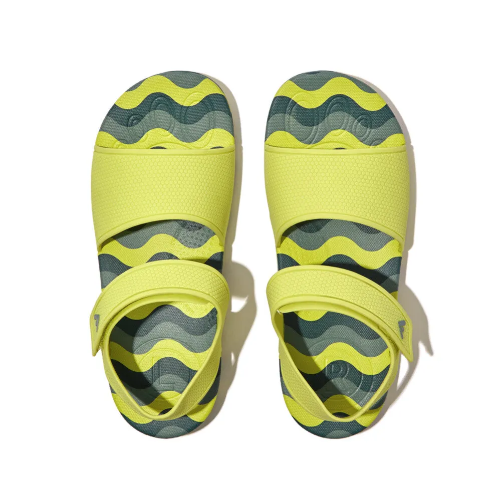 รองเท้าแตะแบบรัดส้น เด็ก รุ่น iQUSHION KIDS JUNIOR WAVE-PRINT ERGONOMIC BACK-STRAP SANDALS