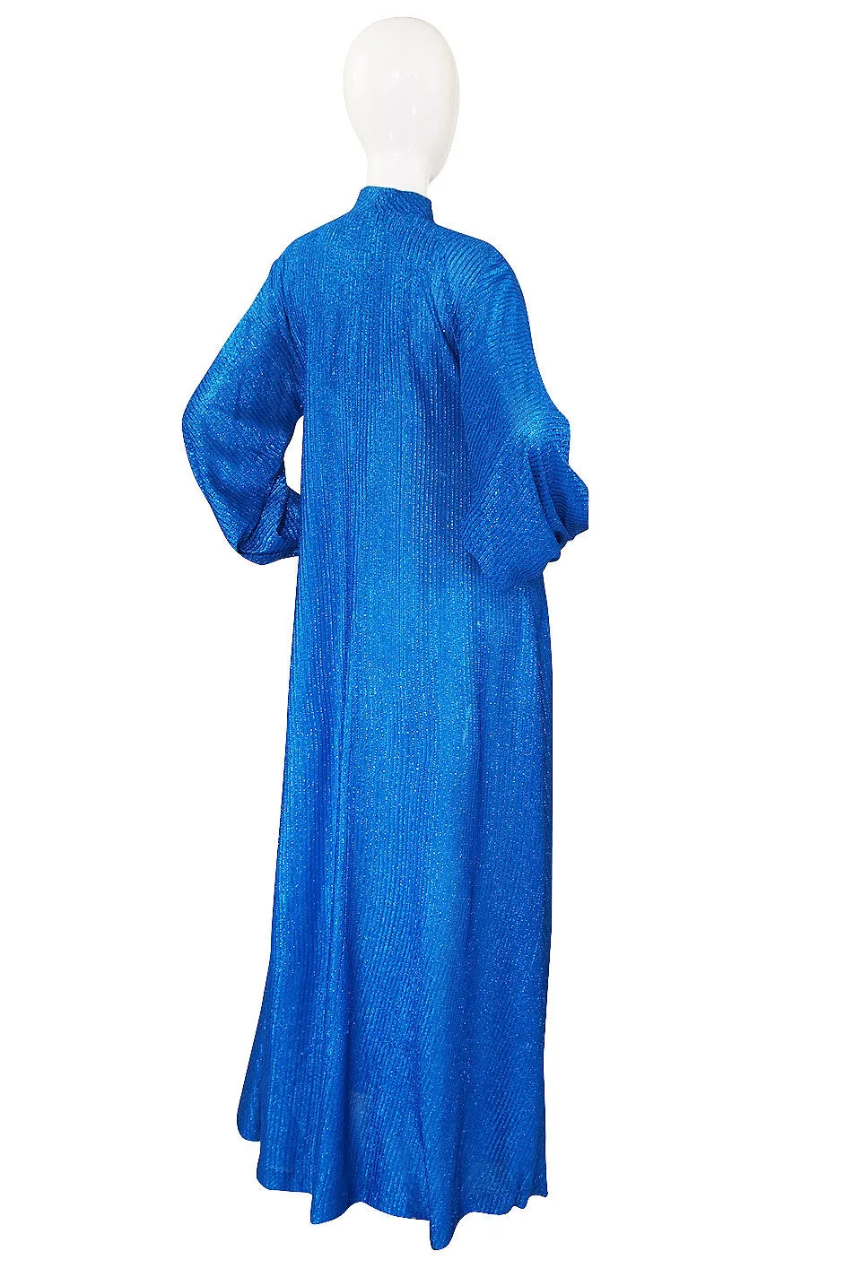 1970s Rare Blue Metallic Halston Caftan