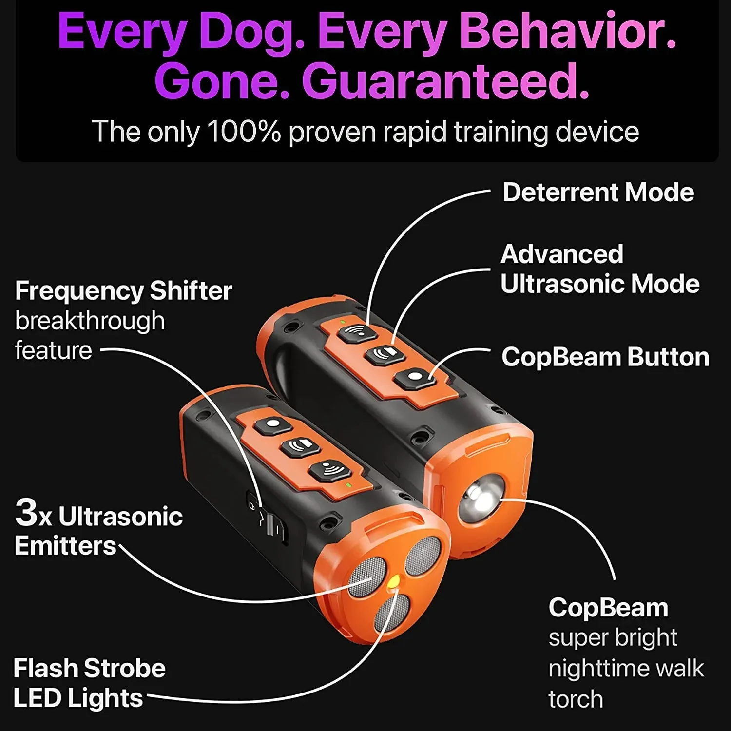 2024 Release Pet Dog Repeller | Ultrasonic Dog Training Device | Rechargeable Anti Dog Bark Deterrent with LED Flashlight