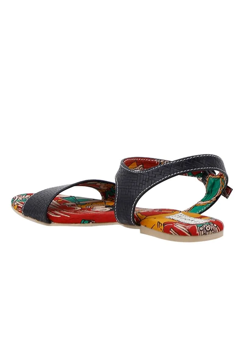 Adra Light Black kalamkari Sole Sandals