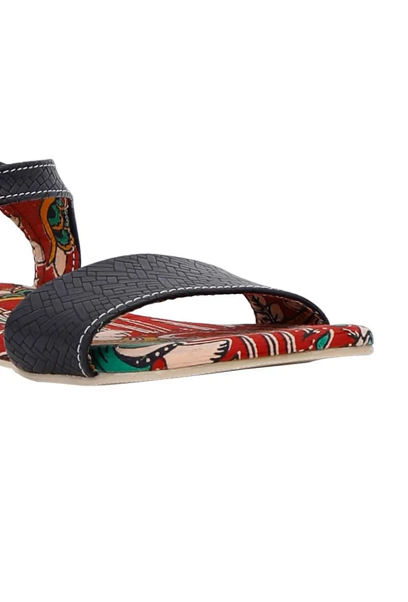 Adra Light Black kalamkari Sole Sandals