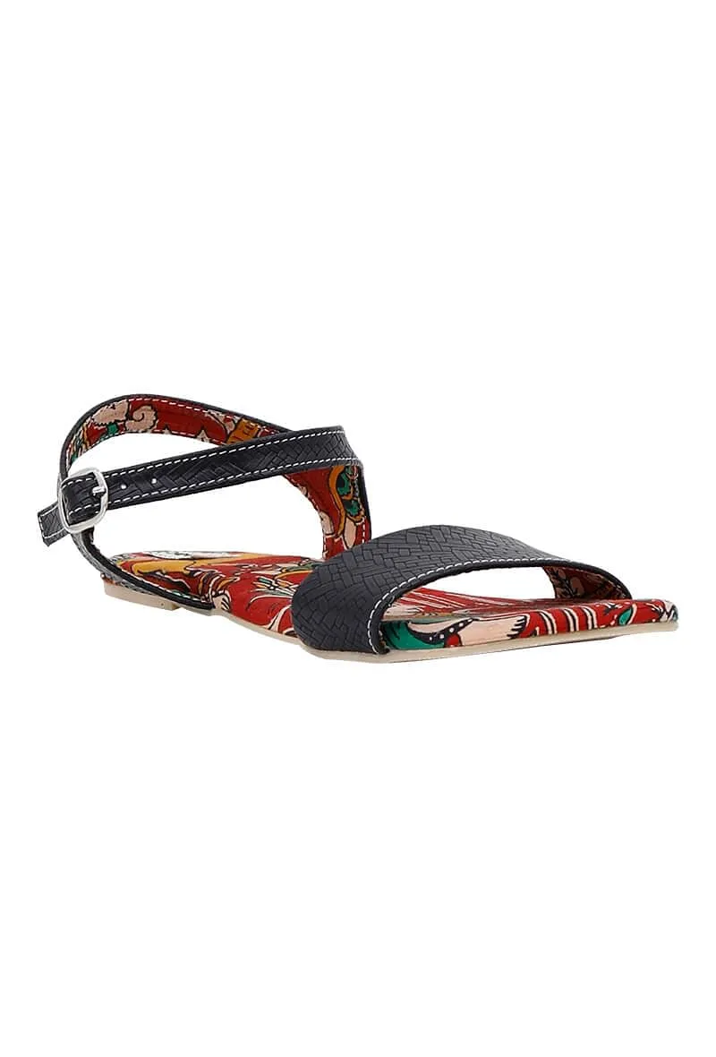 Adra Light Black kalamkari Sole Sandals