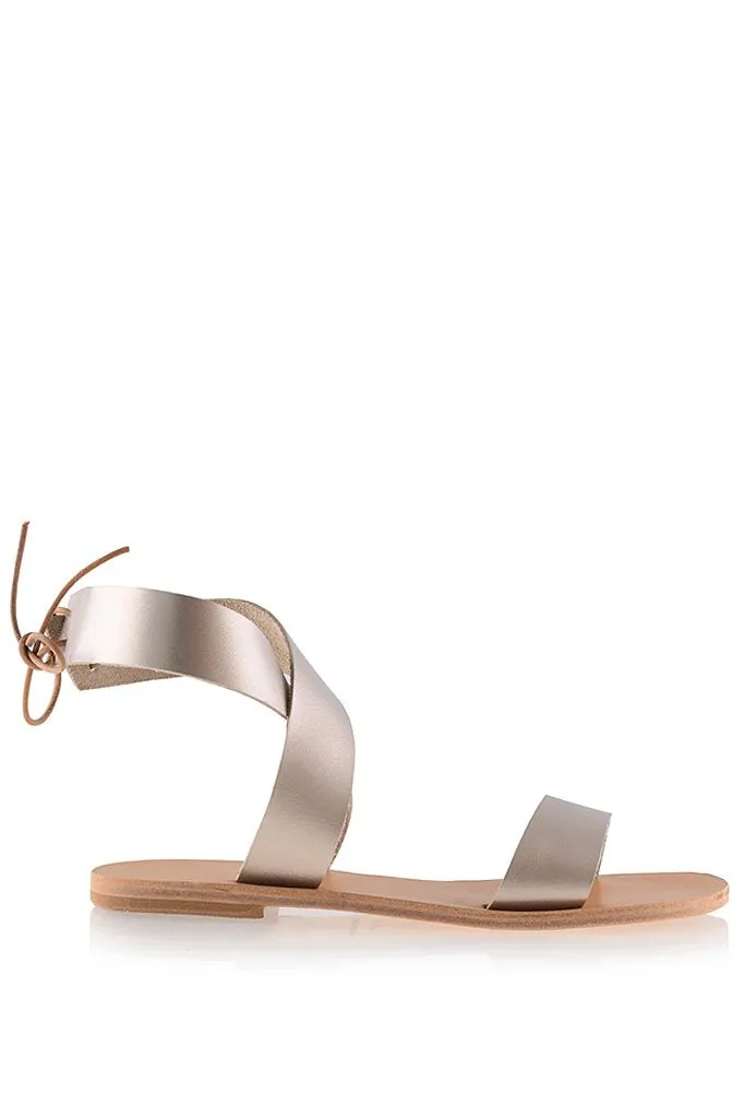 Agathe Platinum Gold Leather Sandals