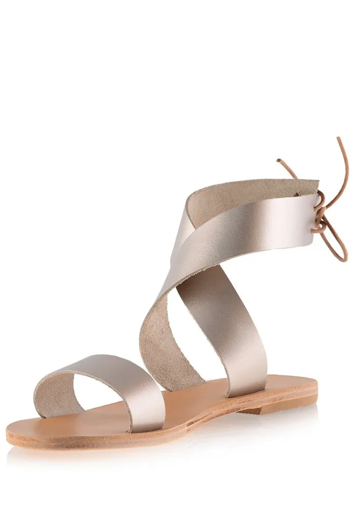 Agathe Platinum Gold Leather Sandals