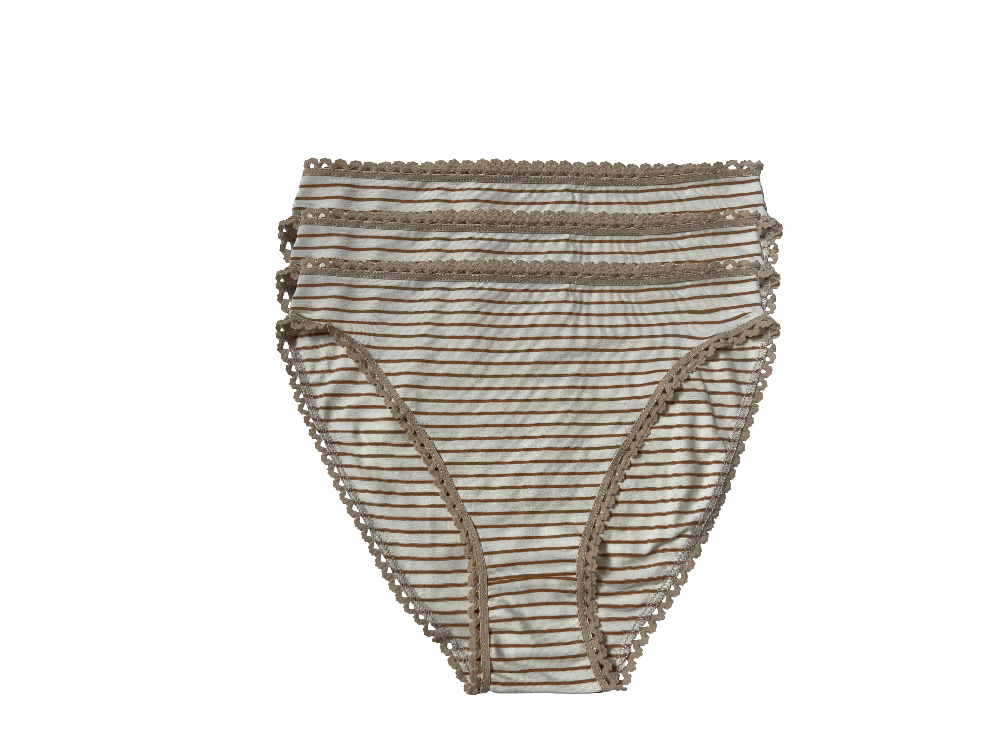 Almond Stripe High Leg Brief