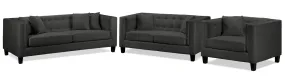 Astin Sofa, Loveseat and Chair and a Half Set - Dark Grey