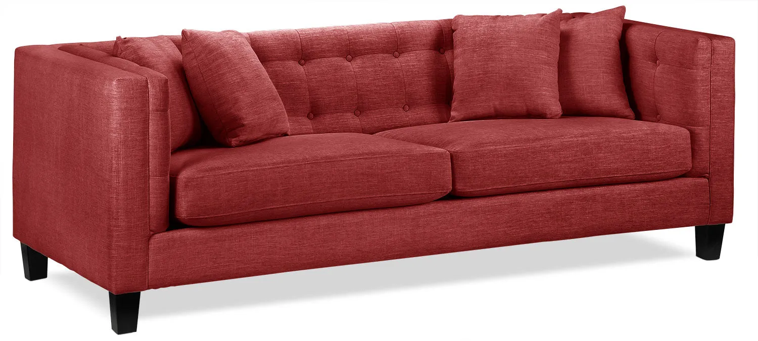 Astin Sofa, Loveseat and Chair and a Half Set - Red