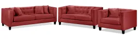 Astin Sofa, Loveseat and Chair and a Half Set - Red