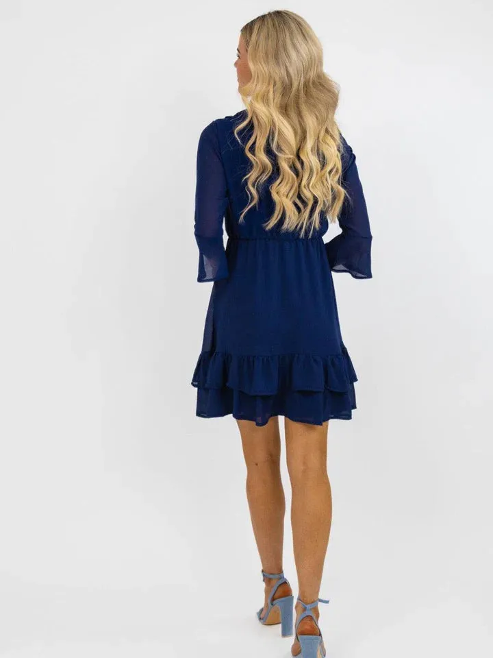 BARDOT MINI DRESS (NAVY)