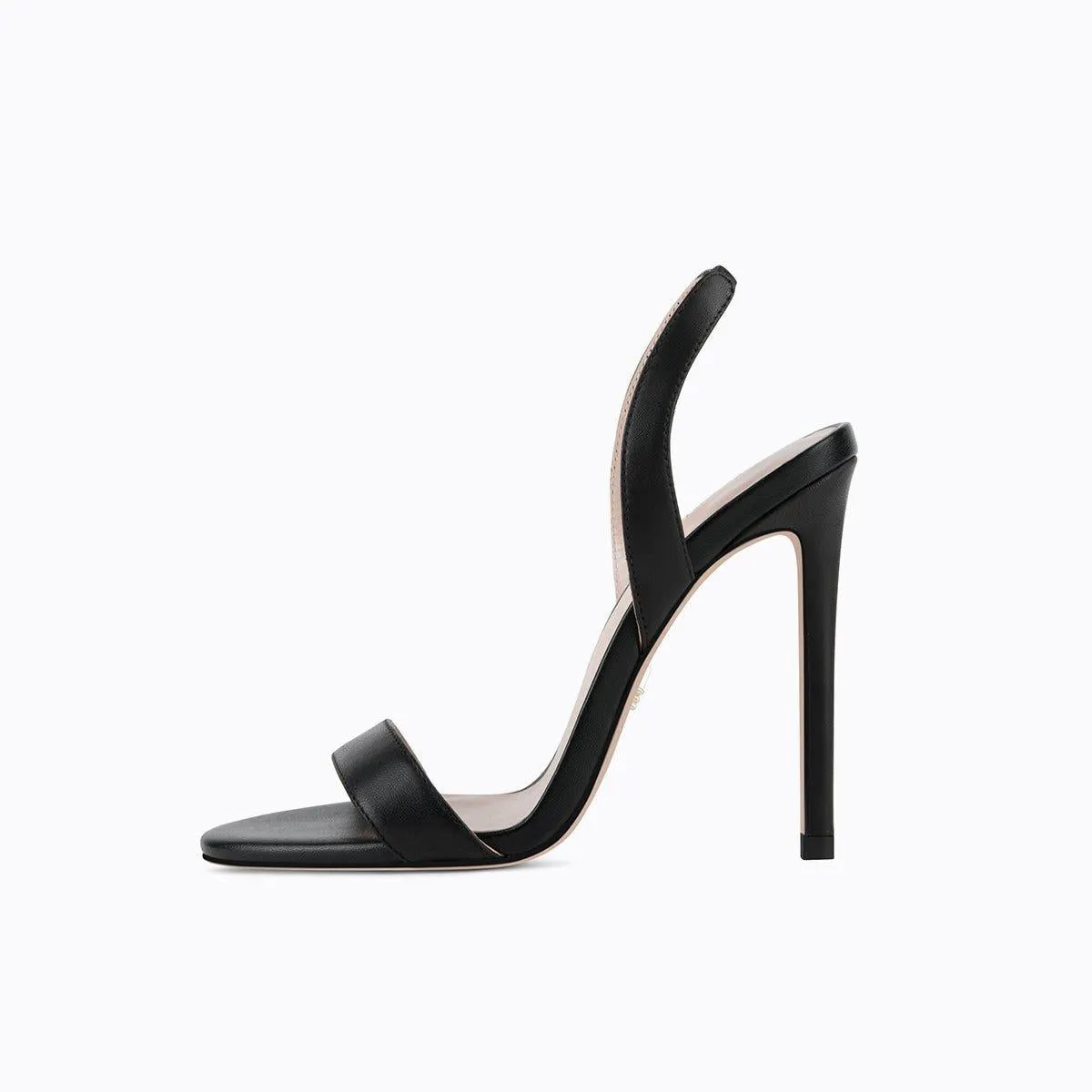 Black elegant back strap open toe high heel stiletto sandals - Kina