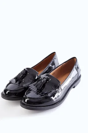 Black Flat Shiny Loafer