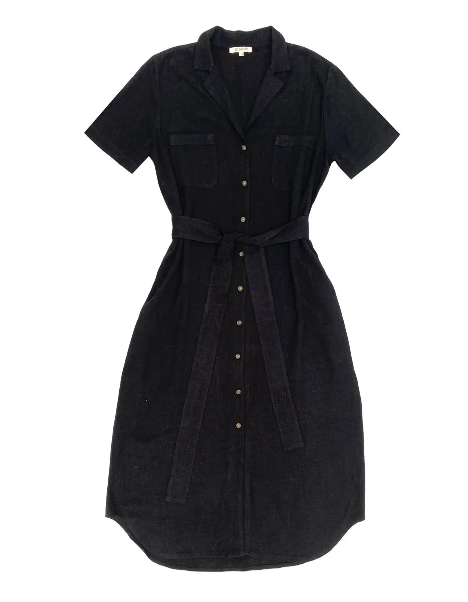 BLACK NOTCH COLLAR DRESS