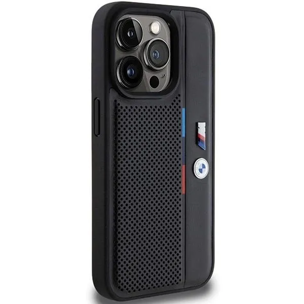 BMW Perforated Tricolor Line Case for iphone 15 Pro 6.1" Black - BMHCP15L23PUPVK