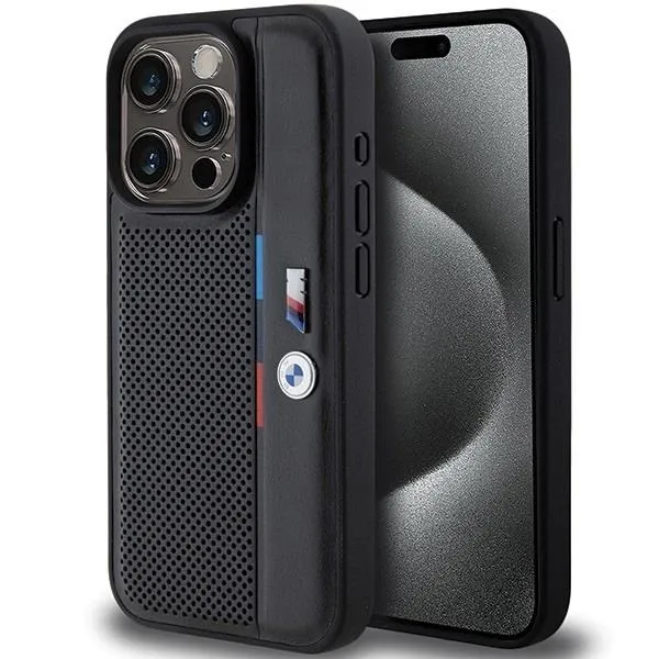 BMW Perforated Tricolor Line Case for iphone 15 Pro Max 6.7" Black - BMHCP15L23PUPVK