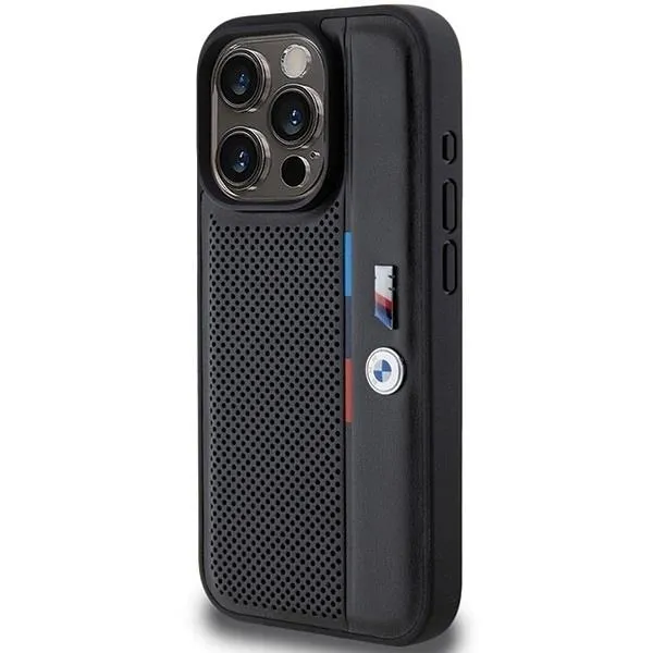 BMW Perforated Tricolor Line Case for iphone 15 Pro Max 6.7" Black - BMHCP15L23PUPVK