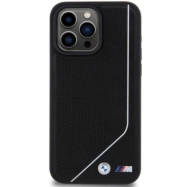 BMW Perforated Twisted Line with MagSafe Case for iphone 15 Pro 6.1" Black - BMHMP15L23PUCPK