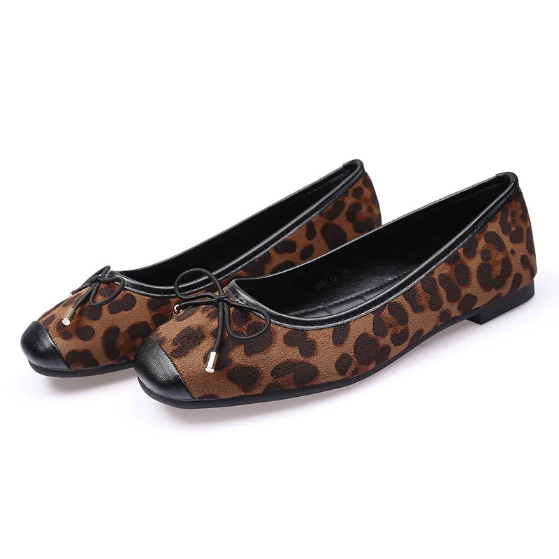 Bow LEOPARD PRINT FLAT SHOES