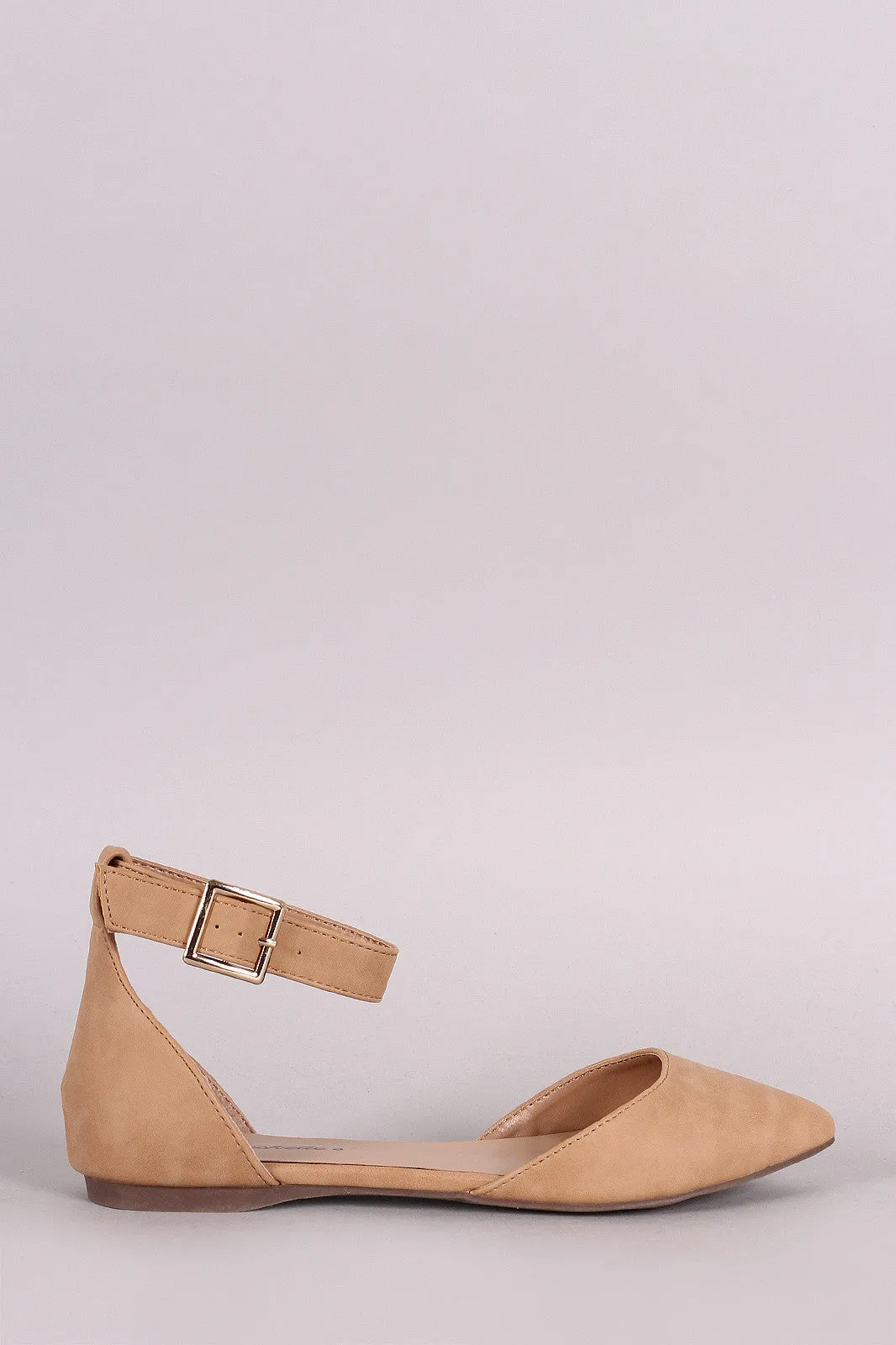 Breckelle Ankle Strap Pointy Toe Dorsay Flat