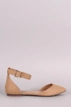 Breckelle Ankle Strap Pointy Toe Dorsay Flat