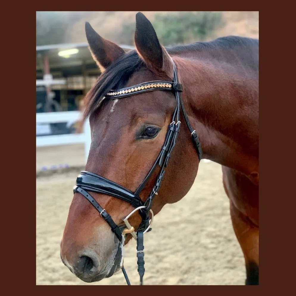 Carolina - Black Patent Snaffle Conical Bridle