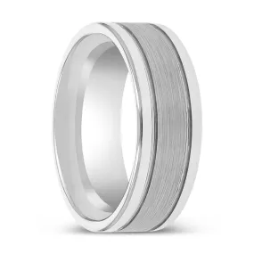 CHRONOS | Tungsten Ring, Offset Grooves Ring, Polished Edges