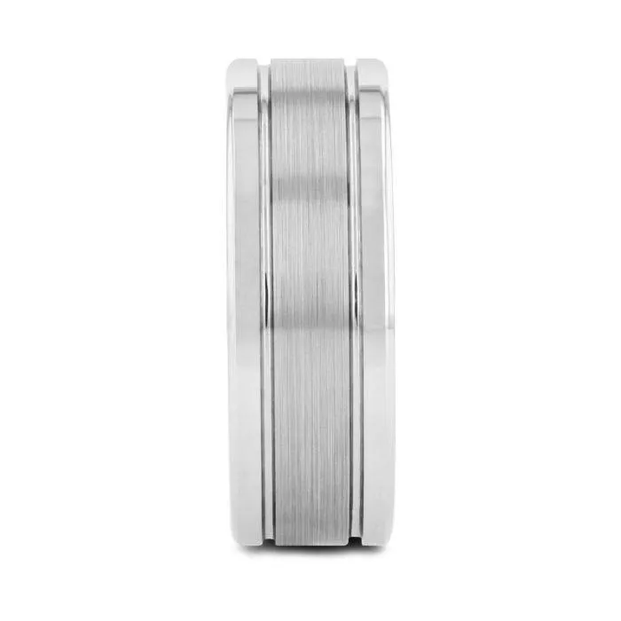 CHRONOS | Tungsten Ring, Offset Grooves Ring, Polished Edges