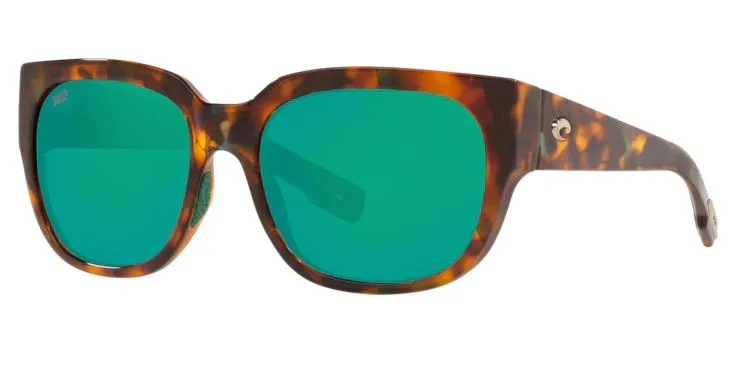 Costa Del Mar Womens WaterWoman Shiny Palm Tortoise Frame - Green Mirror 580 Glass Lens - Polarized Sunglasses