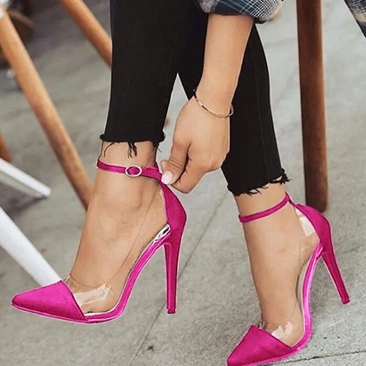 Cotton sandal  toe Strap shoes high heels