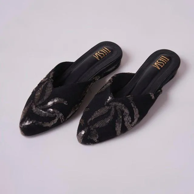 Customizable Black Pointy Ballerina Flats | Cushioned for Comfort