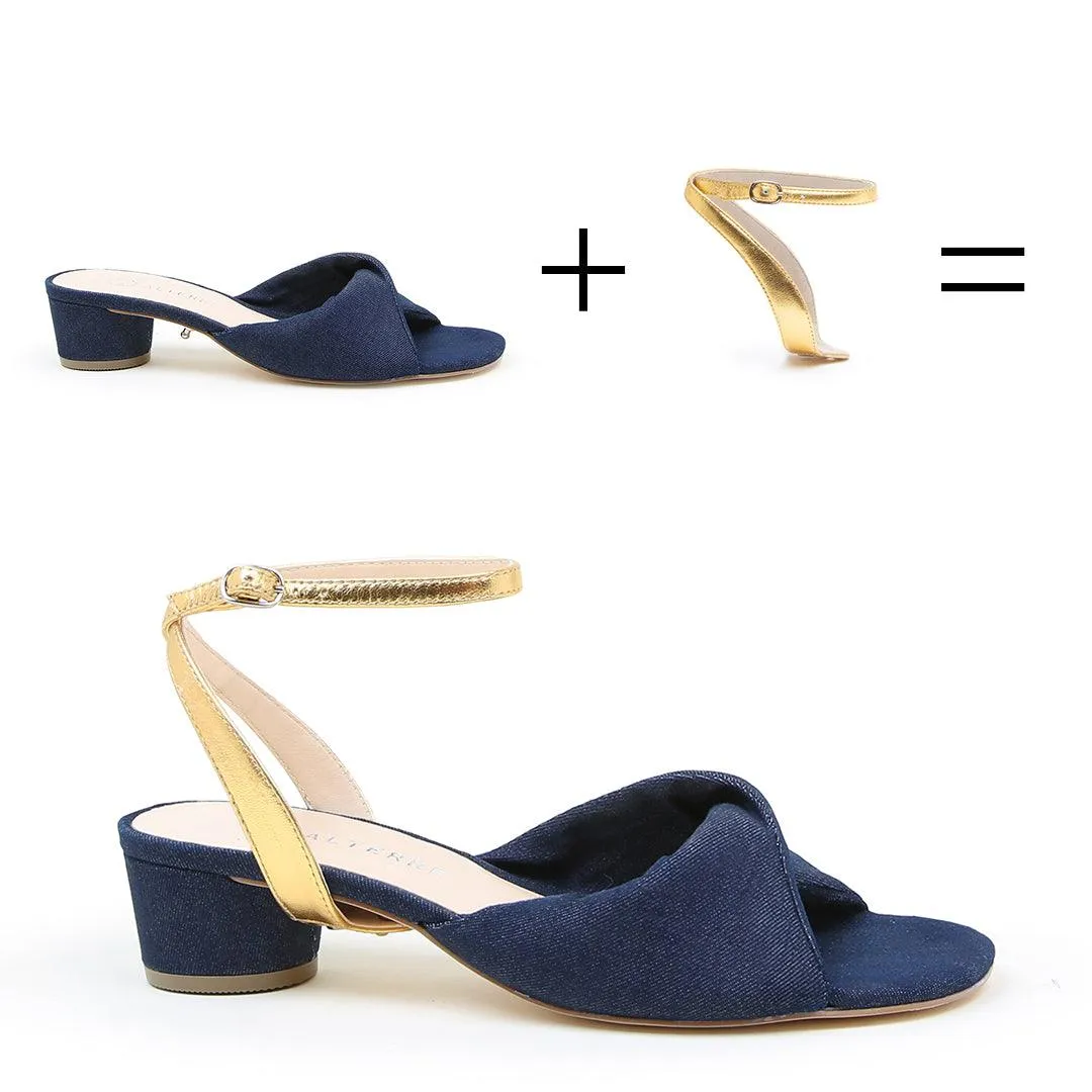 Denim Lo Twist Sandal   Gold Marilyn Strap