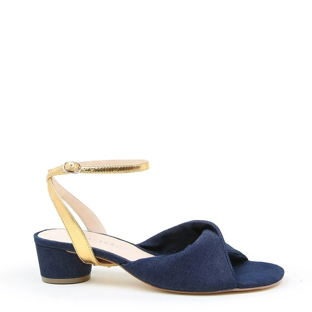 Denim Lo Twist Sandal   Gold Marilyn Strap