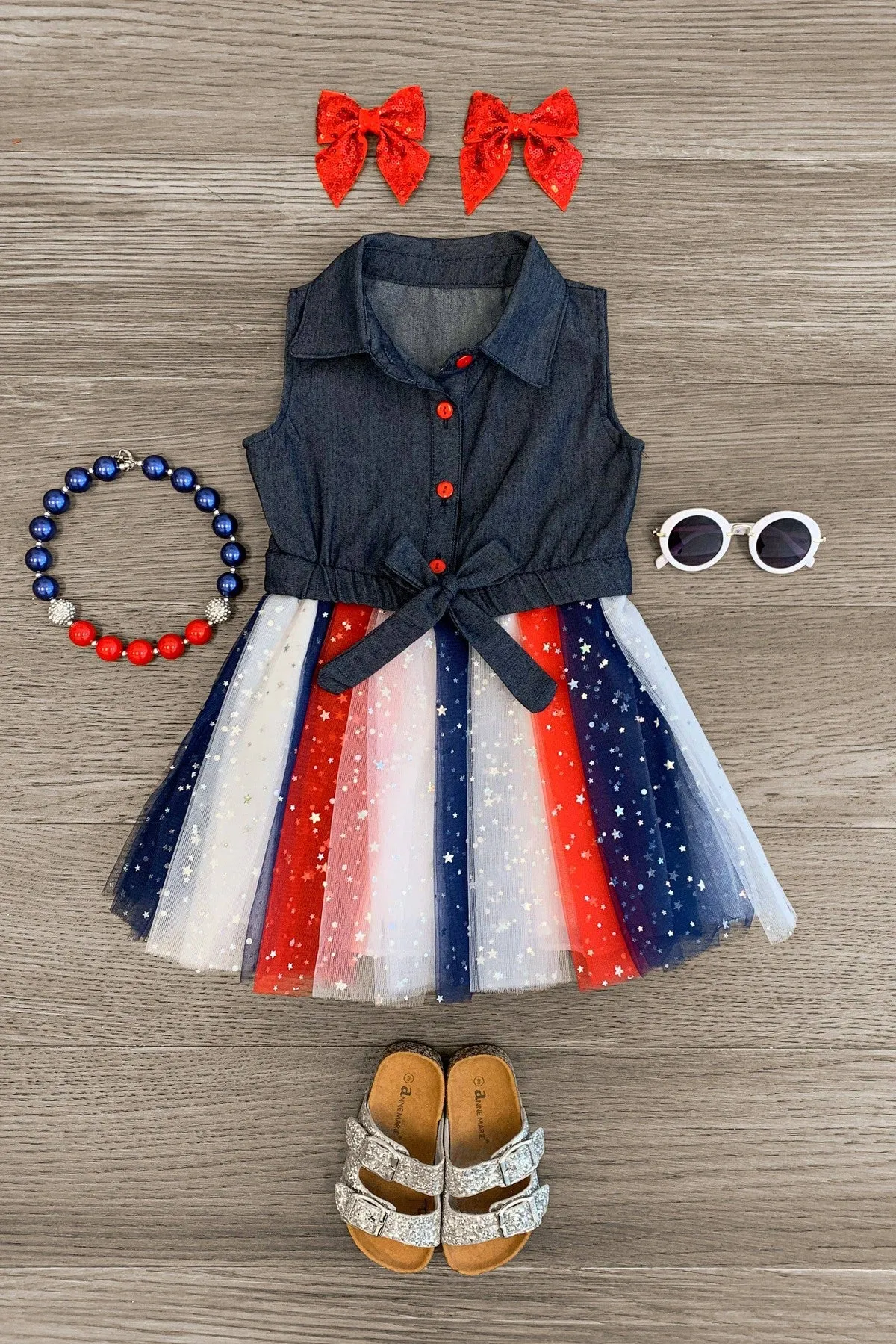 Denim Tank & Patriotic Stars Tutu Dress