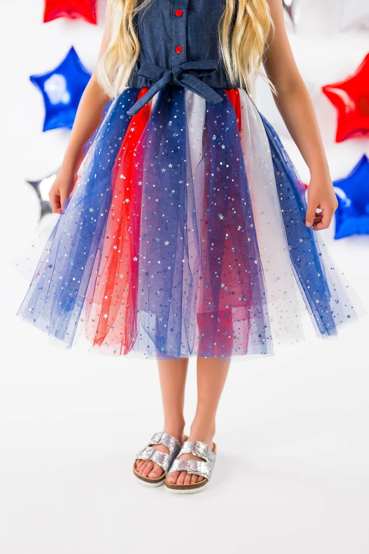 Denim Tank & Patriotic Stars Tutu Dress