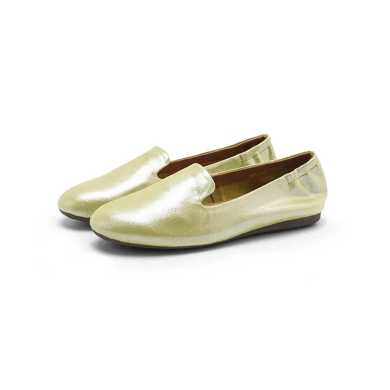 Designer Genuine Leather Slip-on For Women Handmade Round Toe Flats in 8 Colors