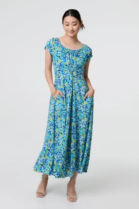 Ditsy Floral Bardot Smock Midi Dress