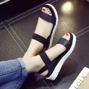 Elastic wedge sandals - Women's shoes