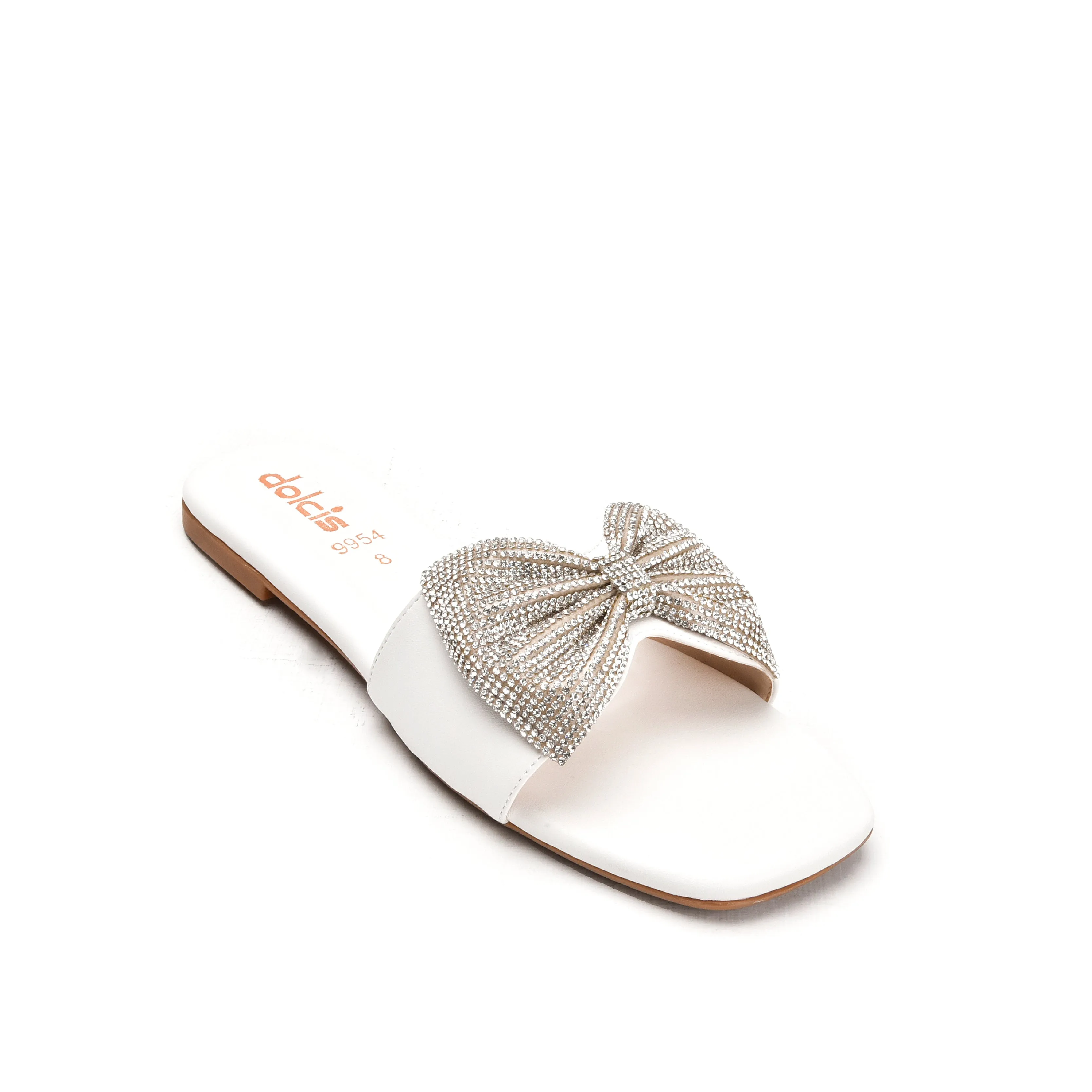 Elegant White Embellished Flats | 543L-W