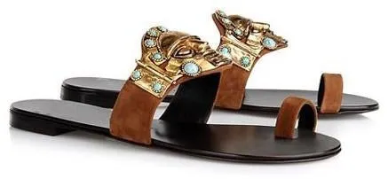 Embellished Tribal Sandals in Brown or Black