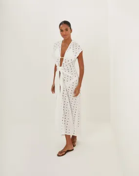 Eyelet Sasha Long Cover Up - Off White