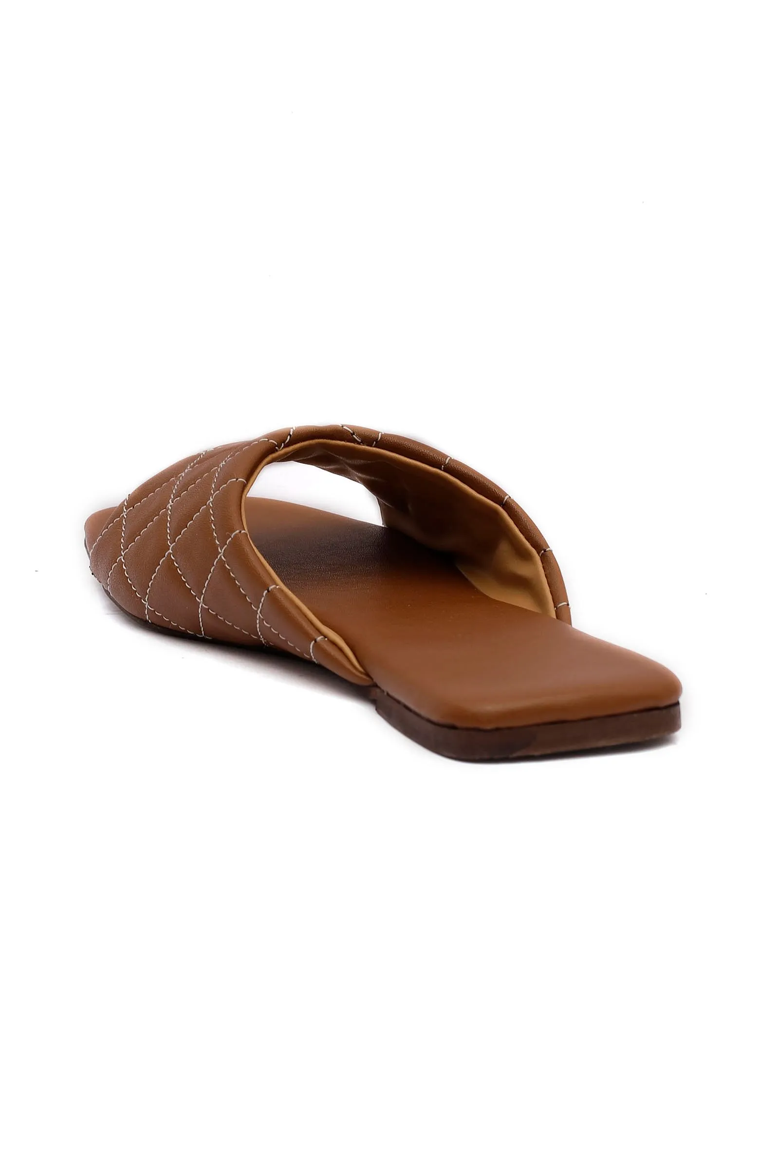 Fawn Brown Quilted Cruelty Free Leather Sliders