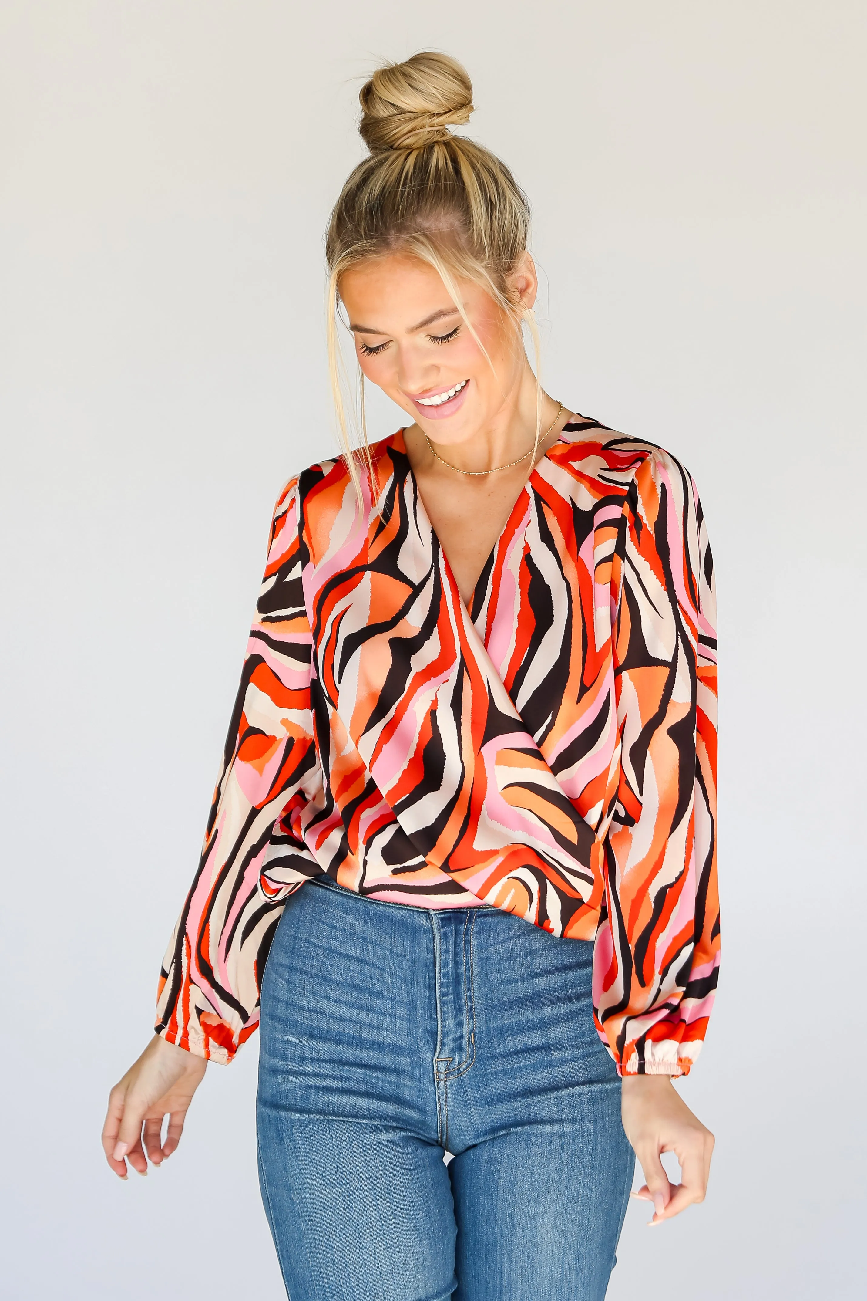 FINAL SALE - Party Icon Surplice Blouse