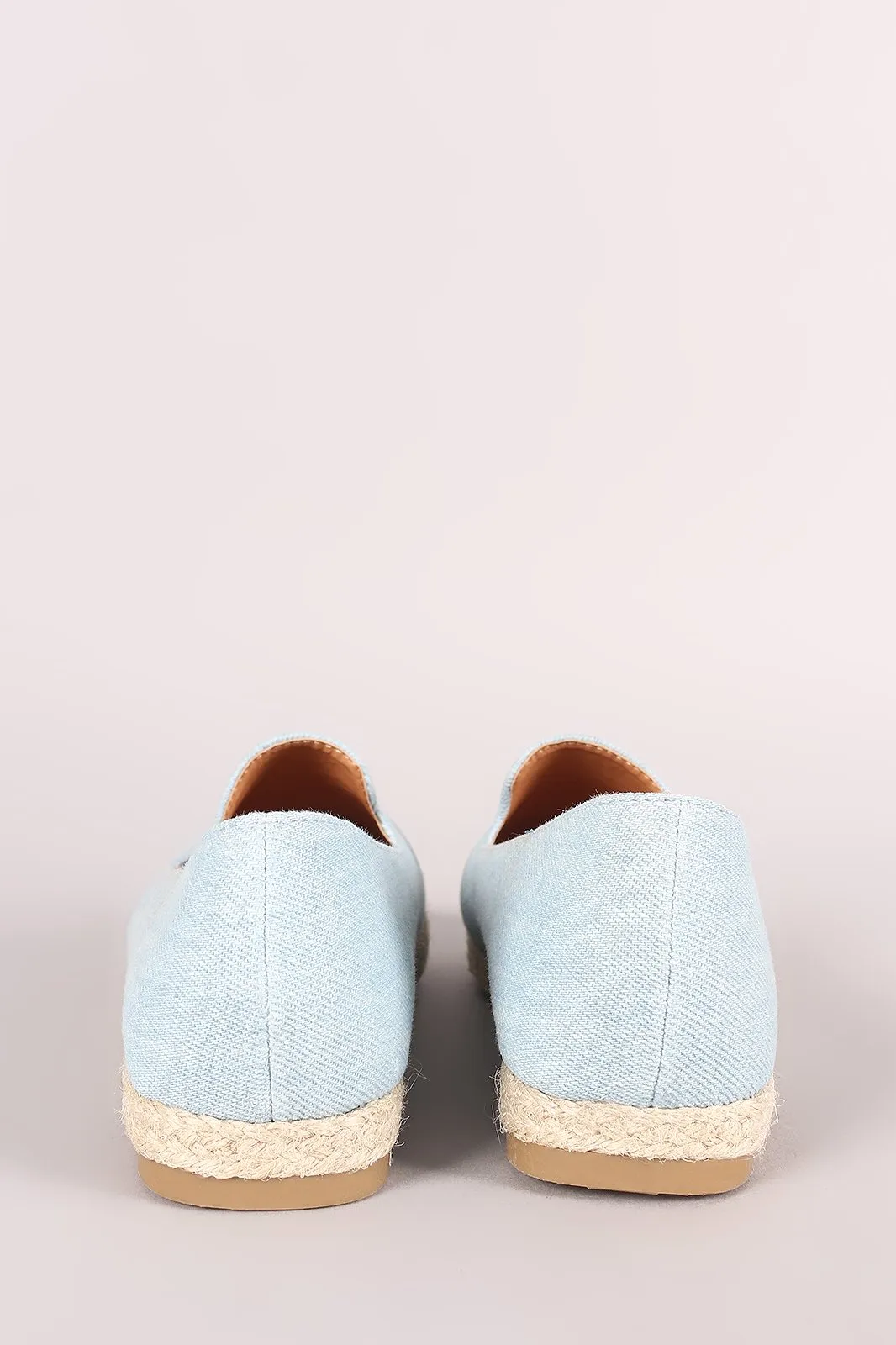 Fun Embroidered Denim Espadrille Slip On Loafer Flat