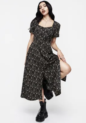 Gardenia Print Split Midaxi Dress