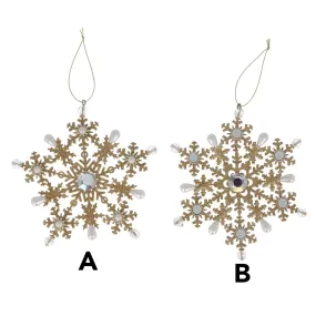 Gisela Graham Gold Snowflake Hanging Decoration (Choice of 2)