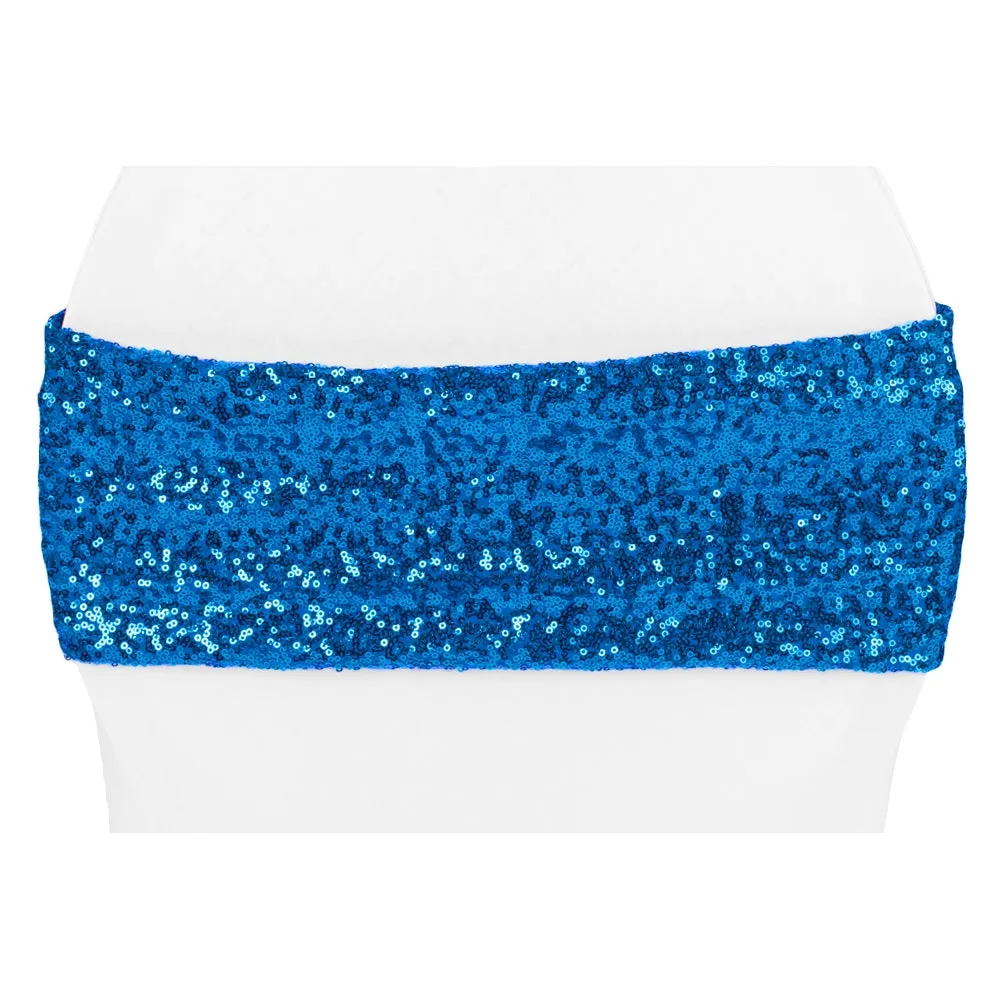 Glitz Sequin Spandex Chair Band - Royal Blue