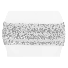 Glitz Sequin Spandex Chair Band - Silver