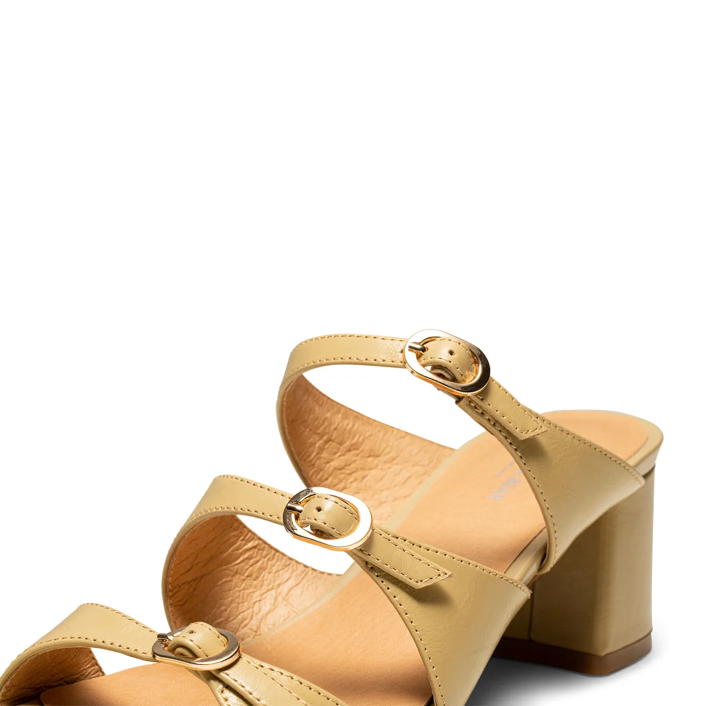 Hanna buckle mule leather - BEIGE