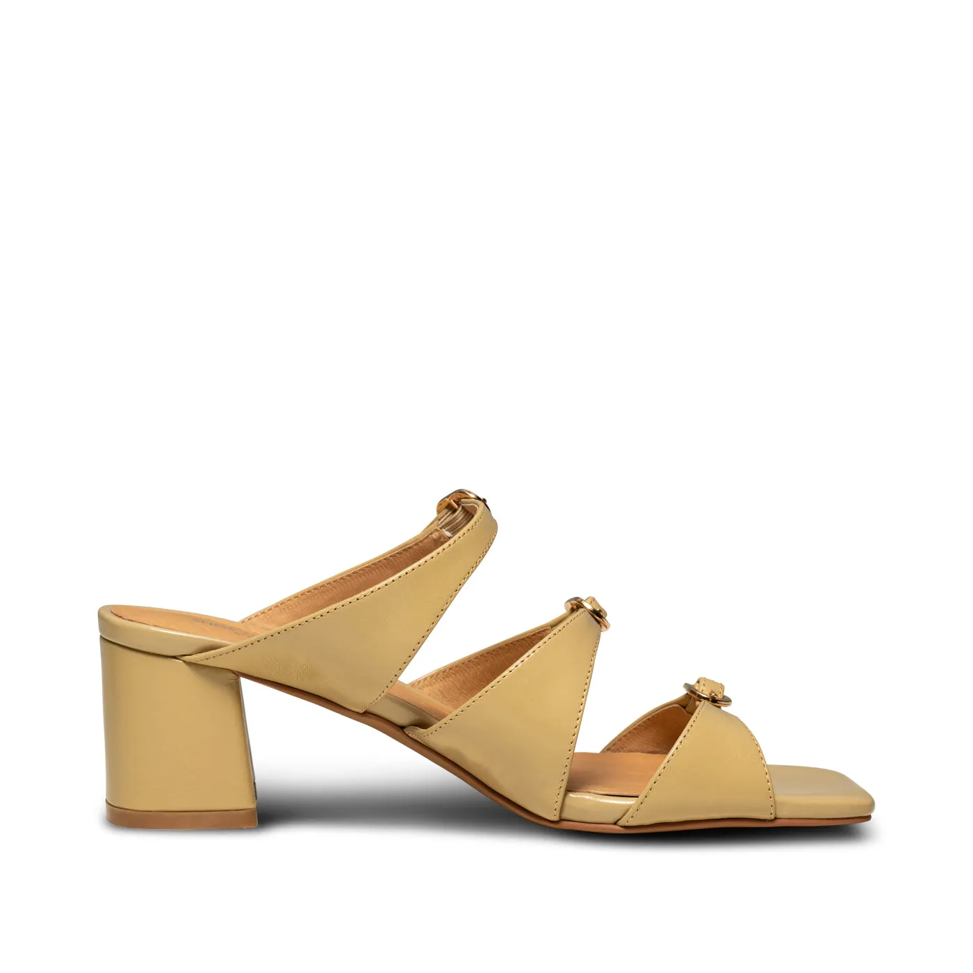 Hanna buckle mule leather - BEIGE