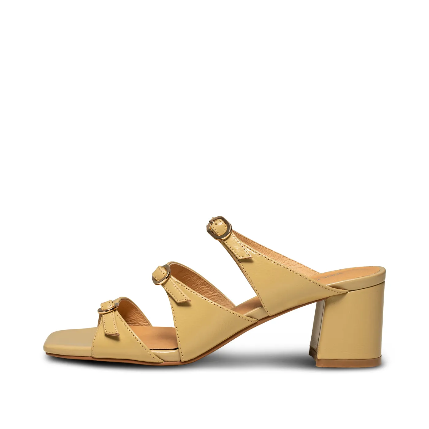 Hanna buckle mule leather - BEIGE